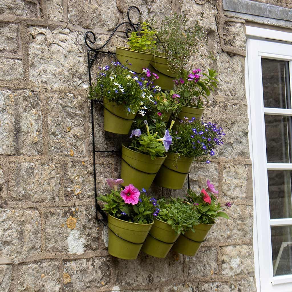 Haxnicks Wall Pot Holder, Create Impressive Vertical Gardens, Easy to Install, Holds 10 Pots, W56 x H70 x D15cm, WALL010101, Black