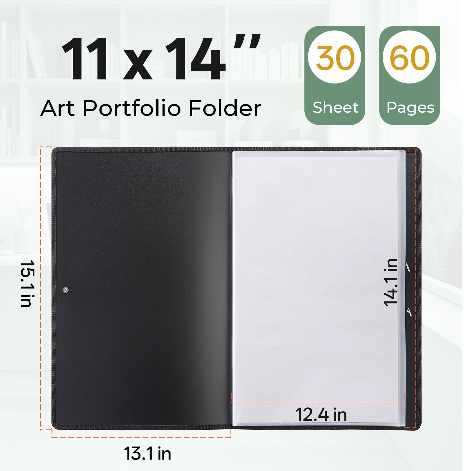 Nicpro Kunst-Portfolio-Ordner, 30 Fächer, 60 Seiten, Kunst-Malerei-Portfolio-Ordner mit transparenten Kunststoffhüllen