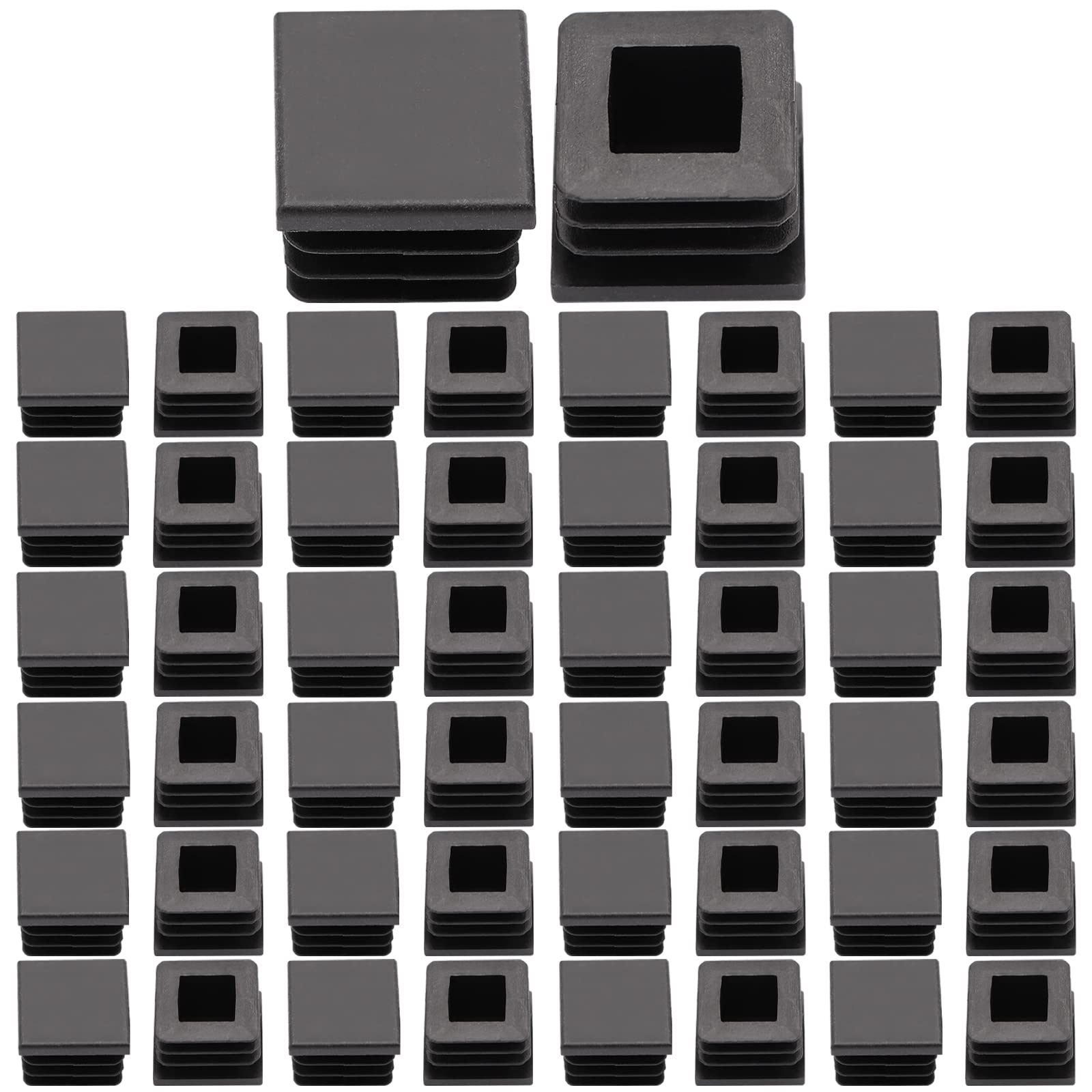 50PCs 3/4inch Steel Pipe Plastic Plug Black Square Plugs for Tubing End Caps