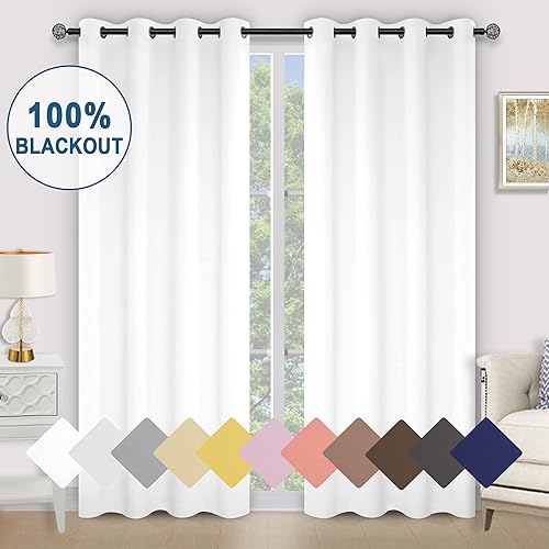 Miniatura 8 de Kinryb Cortinas de invierno 100% opacas para dormitorio, 45 pulgadas de largo, cortinas de doble capa con ojales con forro negro, aislamiento