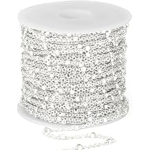 33FT Silver Satellite Chain Roll 2MM Cable Link Chain for Jewelry Making | Dainty Brass Link Chain Spool Bulk for Necklace Bracelet Crafts