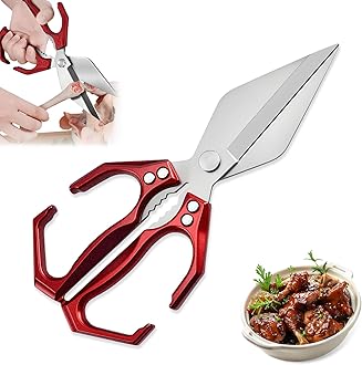 Multifunctional Heavy-Duty Kitchen Shears, 2025 New Heavy Duty Kitchen Scissors for Food with Ergonomic Handle, High-Carbon Steel Culinary Shears for Chicken, Meat, Seafood, Bone Cutting (Red)