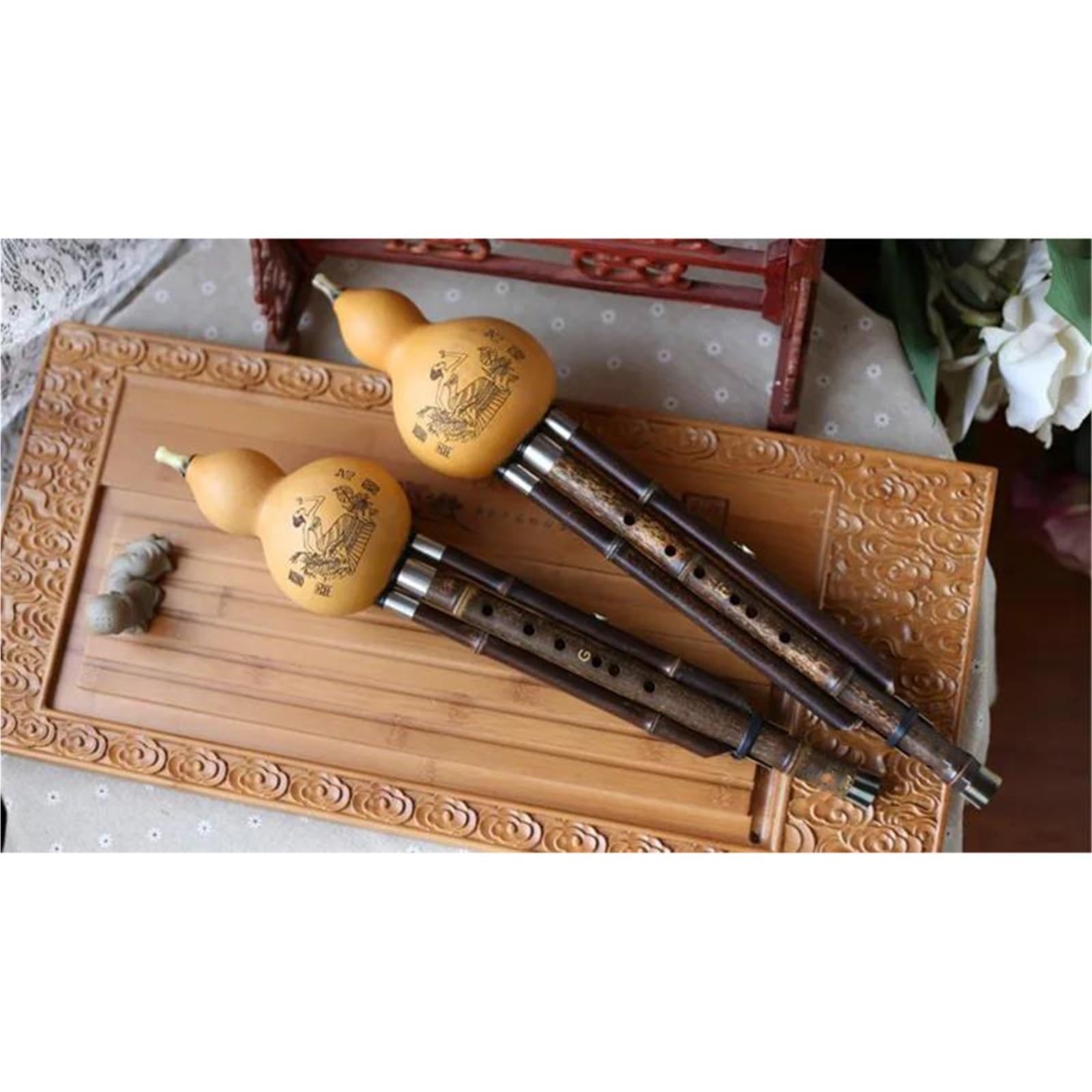 Hulusi Pour Les Débutants Flûte Hulusi En Bambou Noir Gourde Flauta Hulusi GF Clé Calebasse Flûte C BB Instrument Folklorique Calebasse Professionnelle(C)