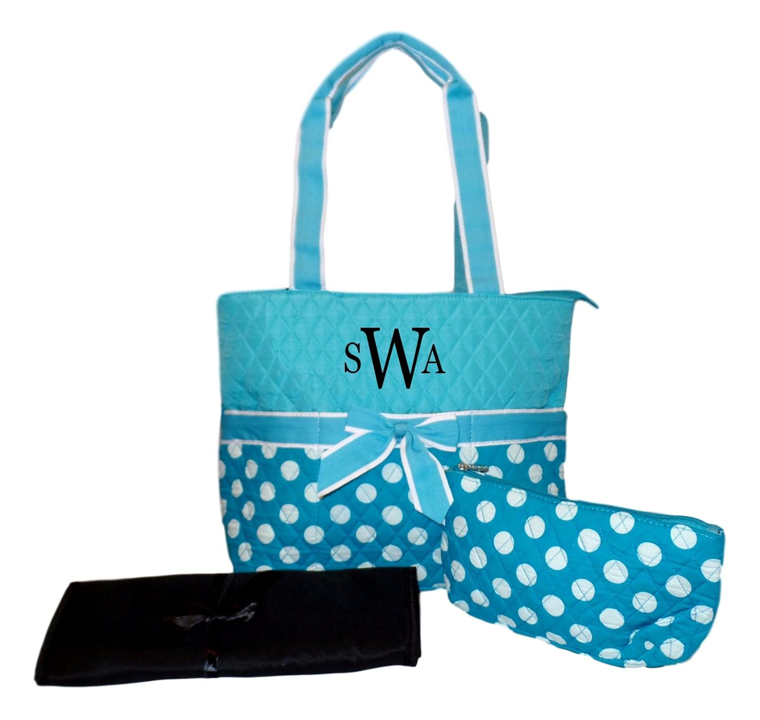 SazyBee 3 Piece Diaper Tote Bag Set Custom Embroidery