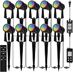 Banord Outdoor Landscape Lighting, 4 Pack Low Voltage LED Outdoor Spot Lights with Transformer, IP65 Waterproof, 2700K Warm White for Yard, Garden, Lawn, Plants