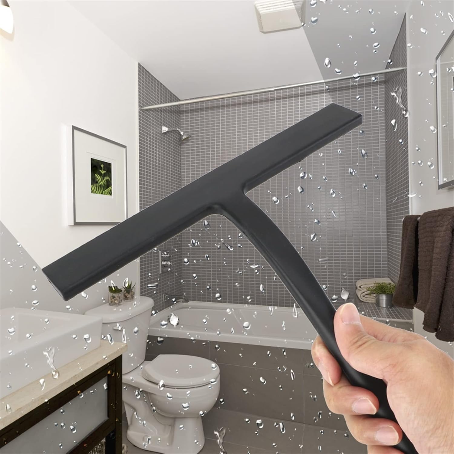 Shower Squeegees for Bathroom Kitchen Car Glass Shower Squeegee with Silicone Blade & Holder Hook Cleaner Scraper Window Wiper