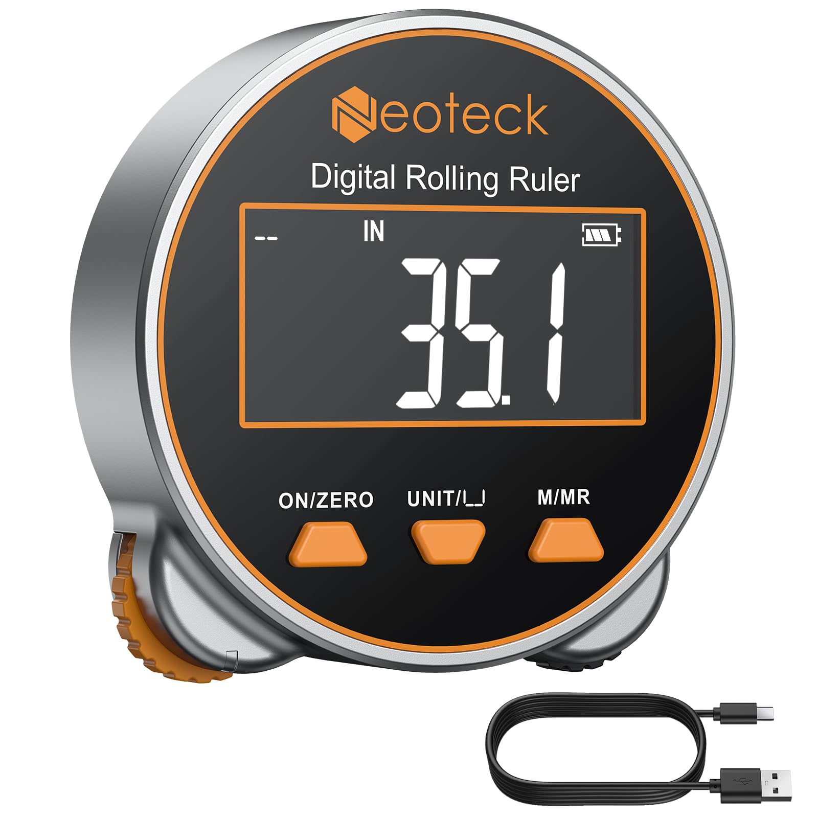 Neoteck Cinta Métrica Digital 656Ft/200M Regla Rodante Electrónica con Pantalla LCD y 5 Modos de Referencia Regla Digital Recargable para Medir Superficie Plana, Curva, Diámetro y Forma Irregular Global Recycled Standard Global Recycled Standard Global Recycled Standard