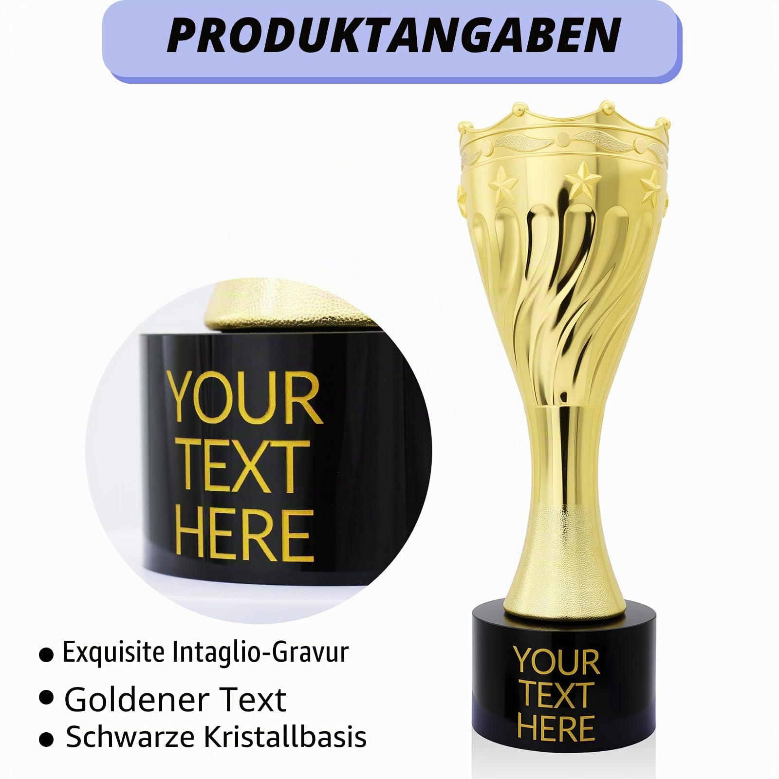 Pokal Personalisiert, Pokal Mit Gravur Wunschtext, Metallpokal in Gold, Silber Oder Bronze, Perfekt Für Jede Preisverleihung, Jeden Wettbewerb, Jede Team- Oder Einzelleistung