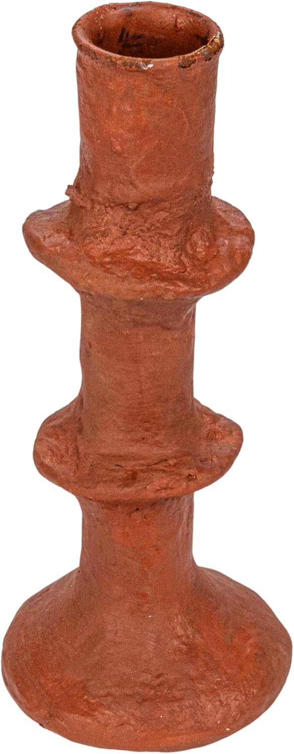 Creative Co-Op Round Dcorative Handmade Paper Mache Taper Holder, Terra-Cotta