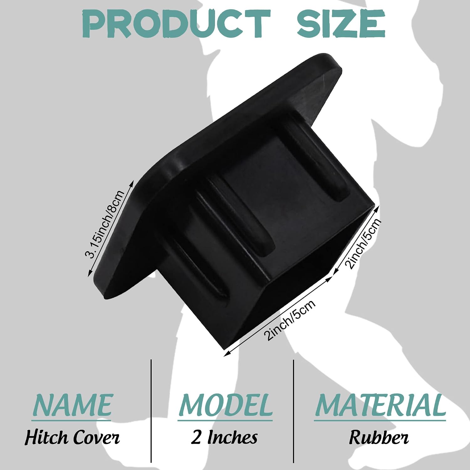 Sasquatch Tow Hitch Cove Sasquatch Trailer Hitch Cover, Square 2 Inch Receiver Tube Plug Cover, Trailer Hitch Tube Rubber Covers for Trucks SUV Cars