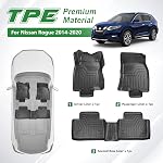 Floor Mats Custom Fit for Nissan Rogue 2014-2020 (Not for 2021 Rogue)(No Rogue Select/Sport Models) Accessories TPE 3D All Weather Waterproof Durable Heavy Duty 1st & 2nd Row Floor Liners