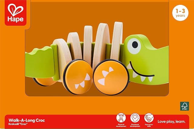 Foto 8 de 8 de Hape Cocodrilo de Arrastre - Juguete de Madera para Niños Pequeños, Promueve el Aprendizaje y Desarrollo…