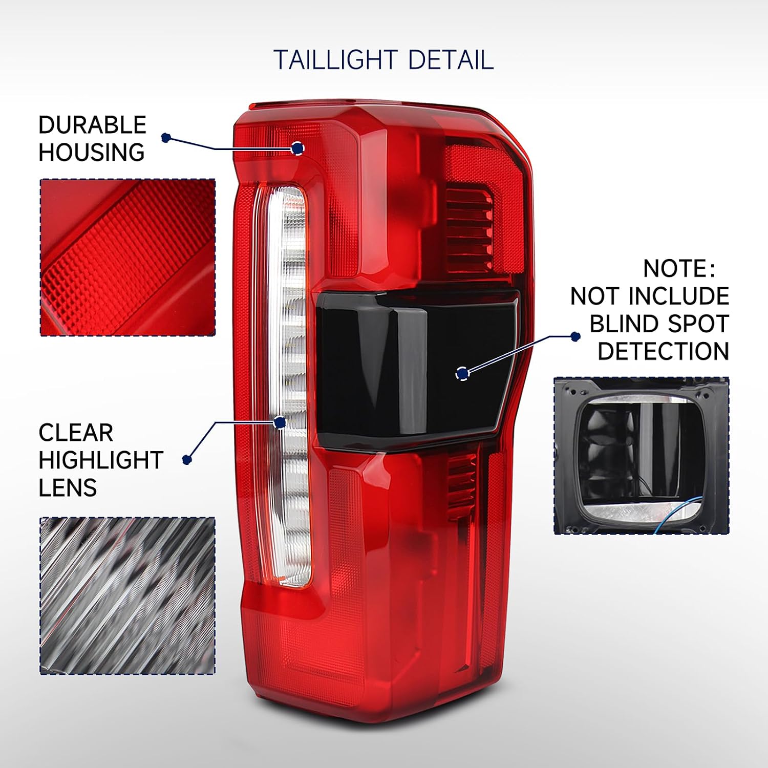 Tail Light Compatible with 2023 2024 2025 Ford F250 F350, F250 Halogen Rear Lamp Assembly with Blind Spot, Module Not Included, Rear Taillights Passenger Side OE:PC3Z13404B FO2801294