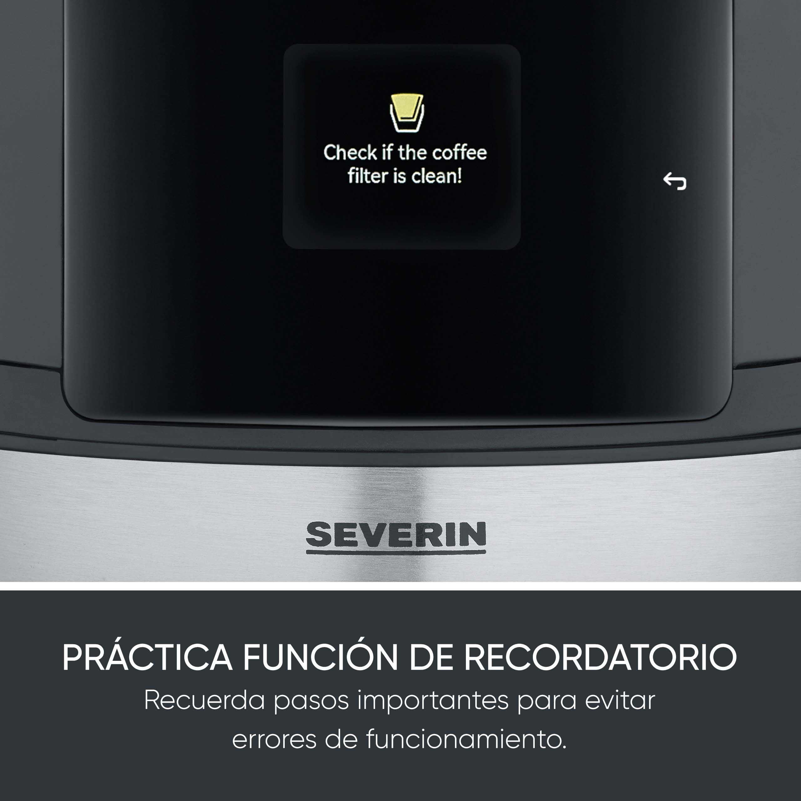 SEVERIN FILKA, cafetera de filtro totalmente automática, cafetera de filtro 5 en 1 con pantalla LED, molinillo, con jarra termo, negro mate/acero inoxidable, KA 9695
