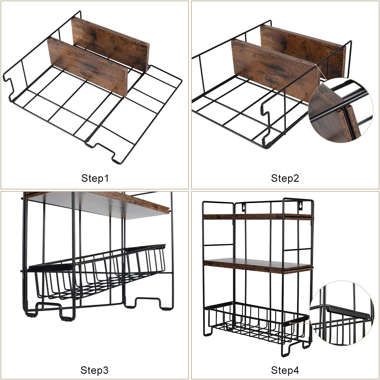 PAG 3-Tier Desktop Shelf Mail Organizer Wall Mounted Floating Shelves Accessories Display Rack for Home Office