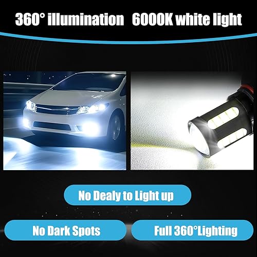 Miniatura 4 de Yumfugu Pack-2 - Bombillas LED 9006 para automóvil, lámpara COB de alto brillo, 6000 K, repuesto impermeable, Plug and Play, lámpara antiniebla