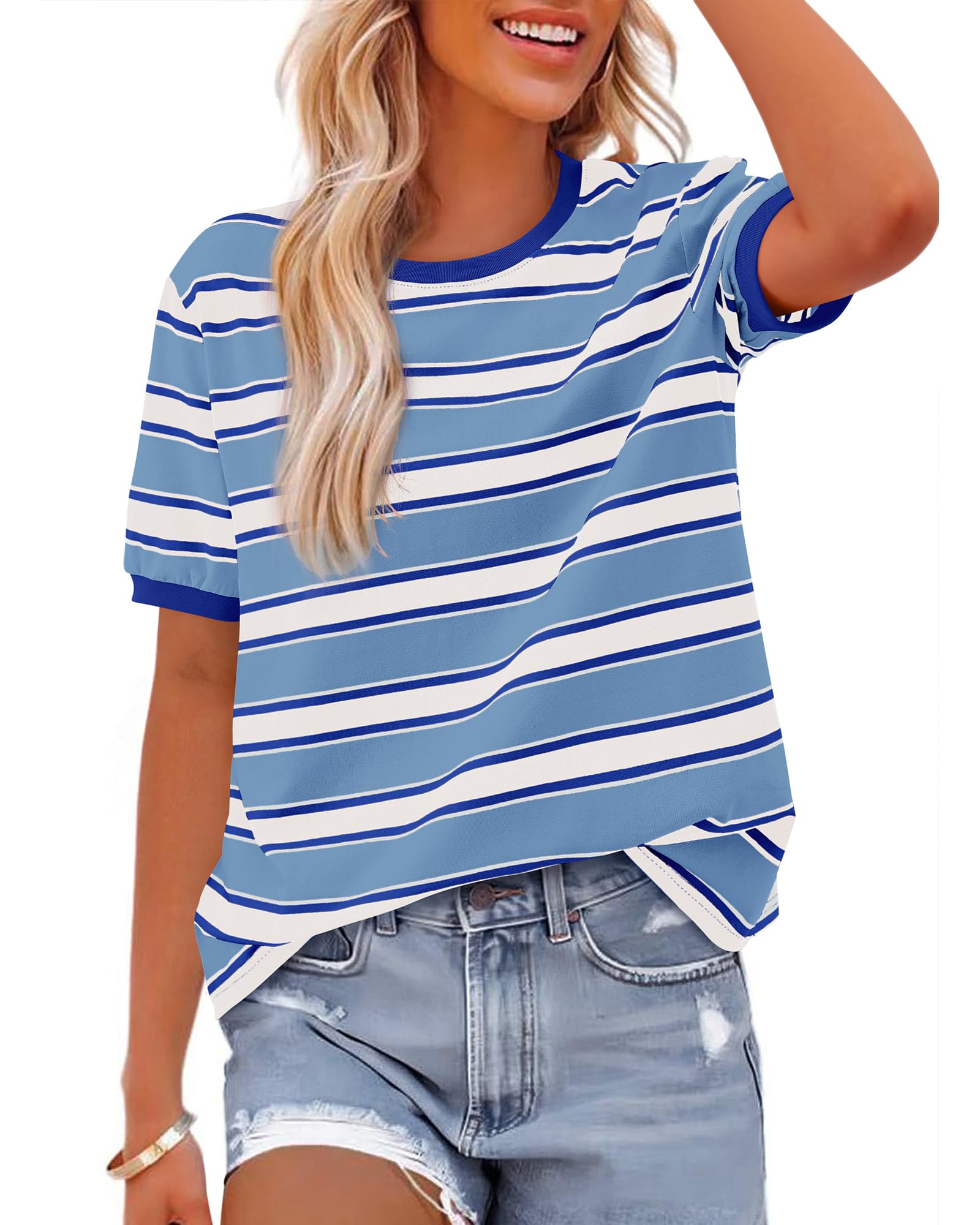 BTFBM Striped Crewneck Summer Top