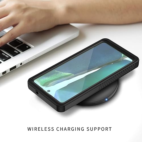 Miniatura 8 de Lanhiem Funda para Galaxy Note 20, Protector de Pantalla Integrado con Película para Huella Dactilar Funda Impermeable a Prueba de Polvo, Cubierta