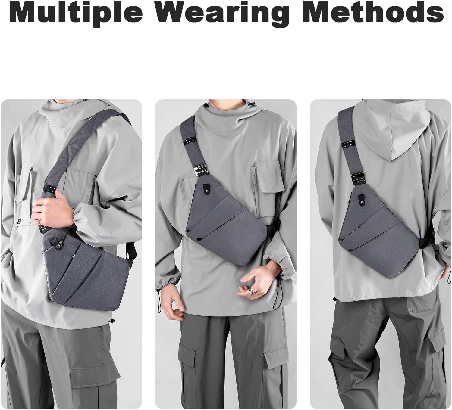 Anti Theft Travel Bag, One Shoulder Large Capacity Cross-body Bag Chest Fashion Lightweight Sling Bags for Travel Sports - Image 5