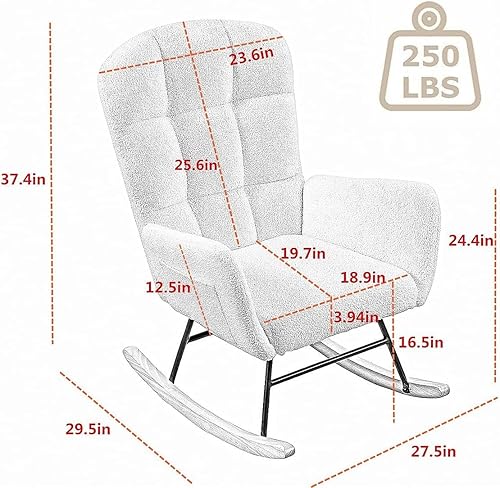 Miniatura 2 de Mecedora para guardería, planeador tapizado con respaldo alto, balancín para guardería, cómodo y elegante sillón decorativo para salas de estar,