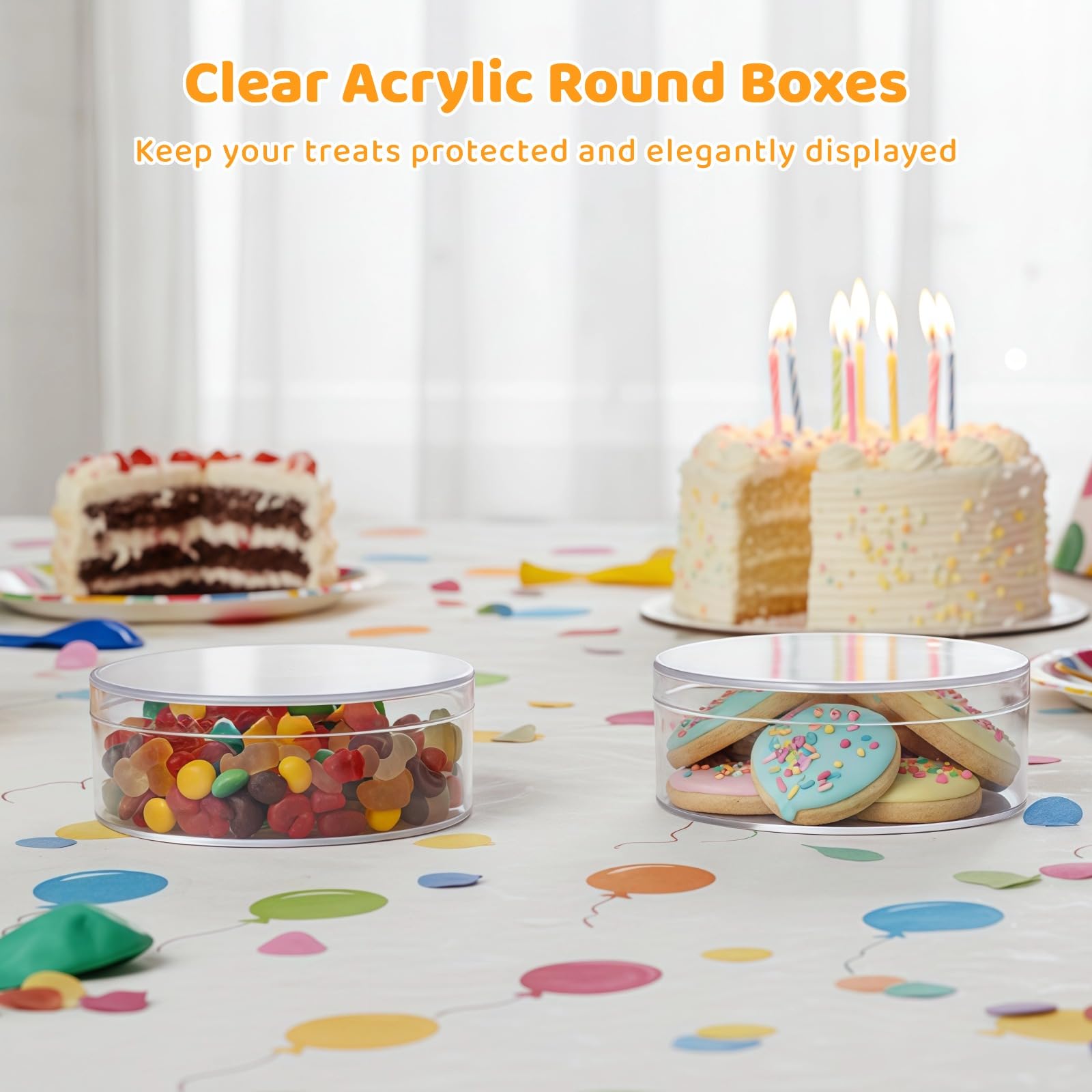 Transparente Acryl-Boxen mit Deckel, rund, 7,9 cm, mit Deckel, kleine transparente Süßigkeiten-Boxen, Party-Leckerei-Aufbewahrungsbehälter für Kekse, Perlen, Schmuck, 50 Stück
