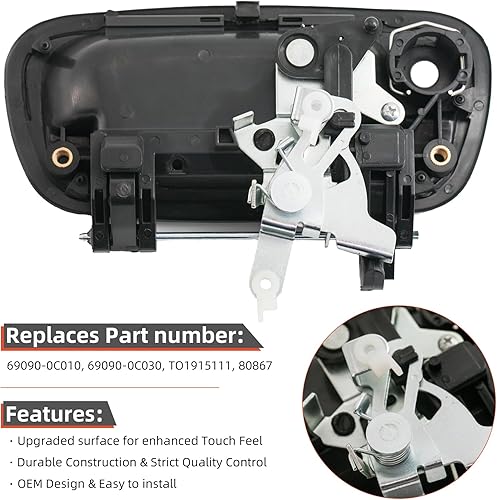 Miniatura 4 de DEAL AUTO ELECTRIC PARTS Pestillo de manija de la puerta trasera de la caja de camioneta con kit de repuesto de orificio para llave, compatible con