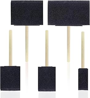 5Pcs Professional Foam Paint Brushes and Sponge Brushes for Painting, 1” to 4” Multi-Size Foam Brushes for Staining, Coating, Crafts - Wooden Handle Sponge Paint Brush Applicators Kit