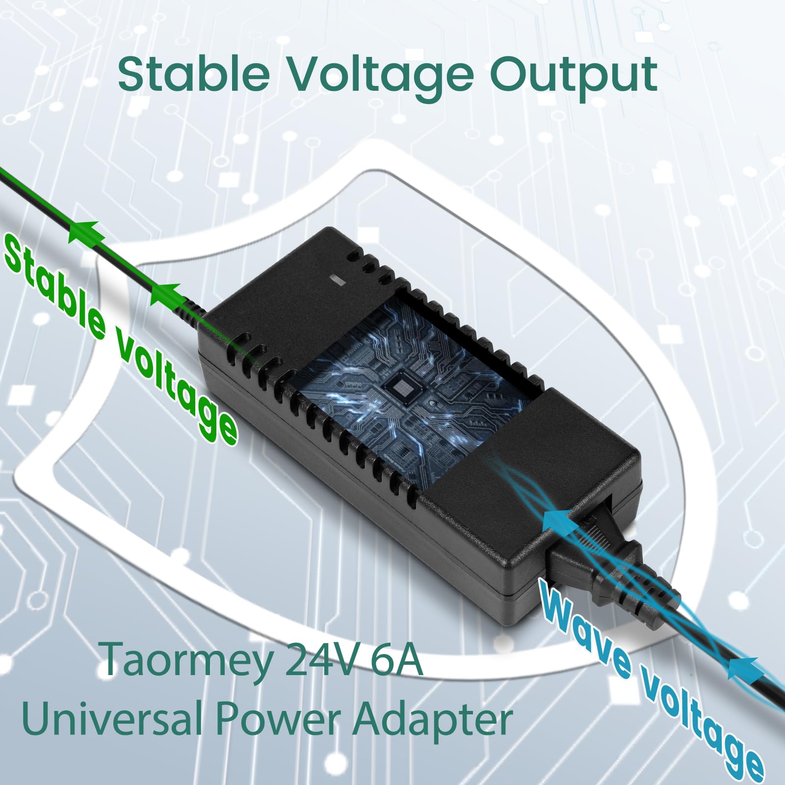 Adattatore di alimentazione universale da 24 V, 6 A, CA 100-240 V fino a CC 24 V, 6 A, alimentatore per strisce LED, TV, DVD, LCD, monitor radio, fotocamera, presa europea 5,5