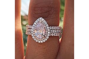 925 Sterling Silver Shiny Full Diamond Triple Pink Gemstone Ring Water Droplets...