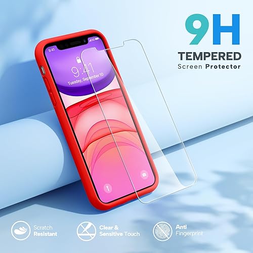 Miniatura 2 de Miracase Funda diseñada para iPhone 13, con protector de pantalla de vidrio templado, forro de microfibra suave antiarañazos, funda de goma de