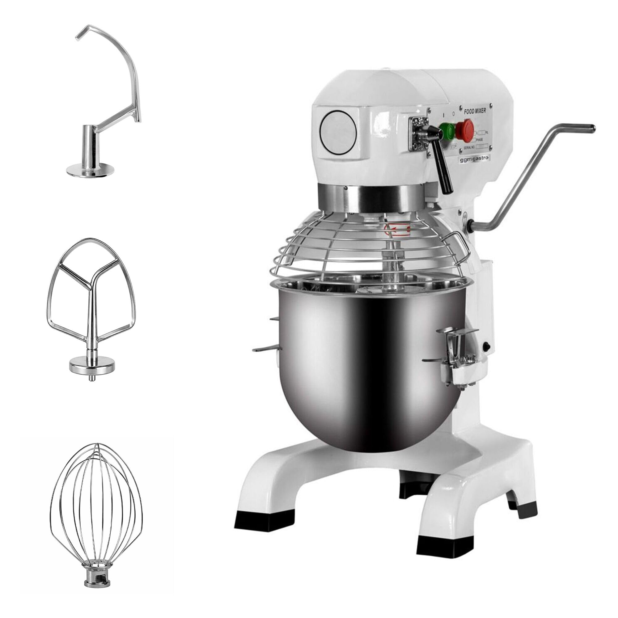 GGM Gastro Planetenrührmaschine 10 L 450 W | Ideal für Bäckereien, drei variable Geschwindigkeitsstufen, hygienische Edelstahlkomponenten, direkte Inbetriebnahme