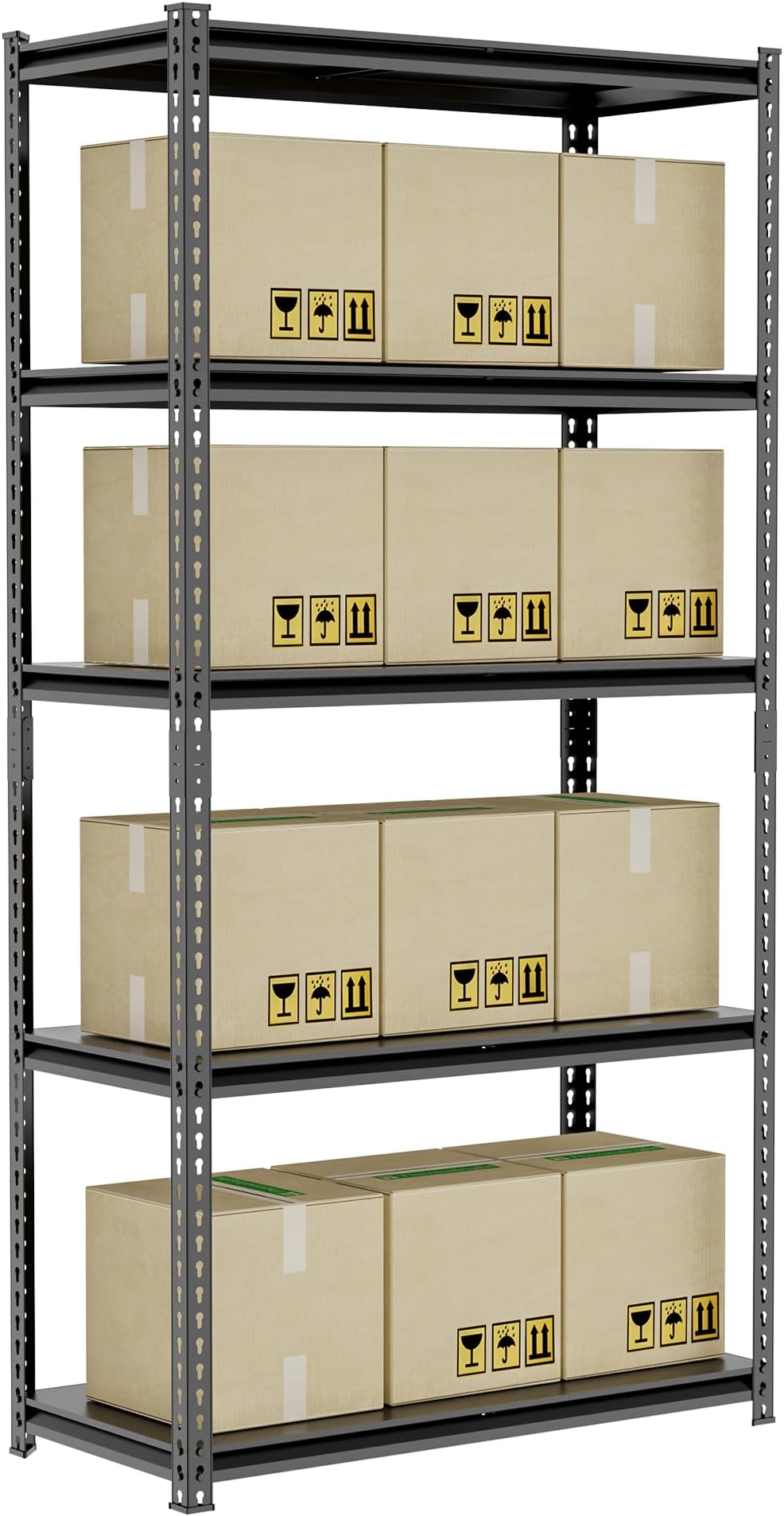 Storage Shelves Metal Shelves (120 kgs loading capacity per shelf) Steel Rack 180cm Five Layers Metal Rack Metal Storage Rack Height Adjustable Storage Shelves (BLACK, 90 * 40)
