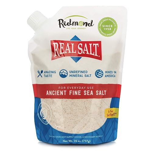 Redmond Real Salt - Sal marina fina antigua, sal mineral no refinada, bolsa de 26 onzas