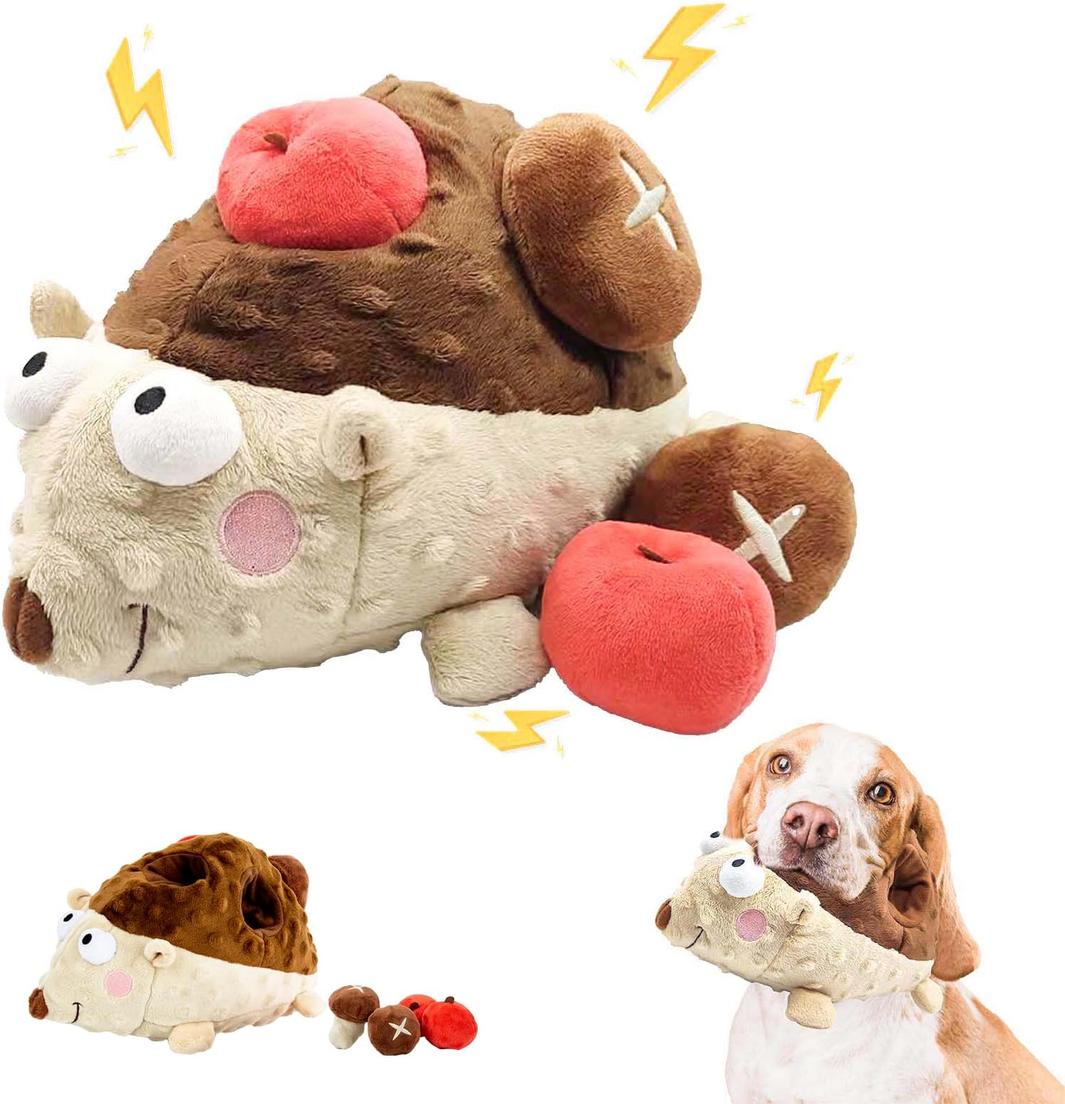 MOXAS5 in 1 Dog Toys/Squeaky Dog Toys/Big Hedgehog Dog Toys/Interactive Dog Toys/Dog Toys for Large Dogs/Durable Dog Toys/Puppy Chew Toys/Dog Chew Toys for Small, Medium, Large Dogs