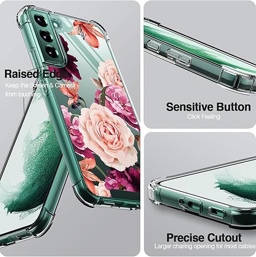 Vista 22 de KIOMY Funda transparente para Samsung Galaxy S22 5G a prueba de golpes con bolsas de aire, esquinas de diseño híbrido, parte trasera de Magnético