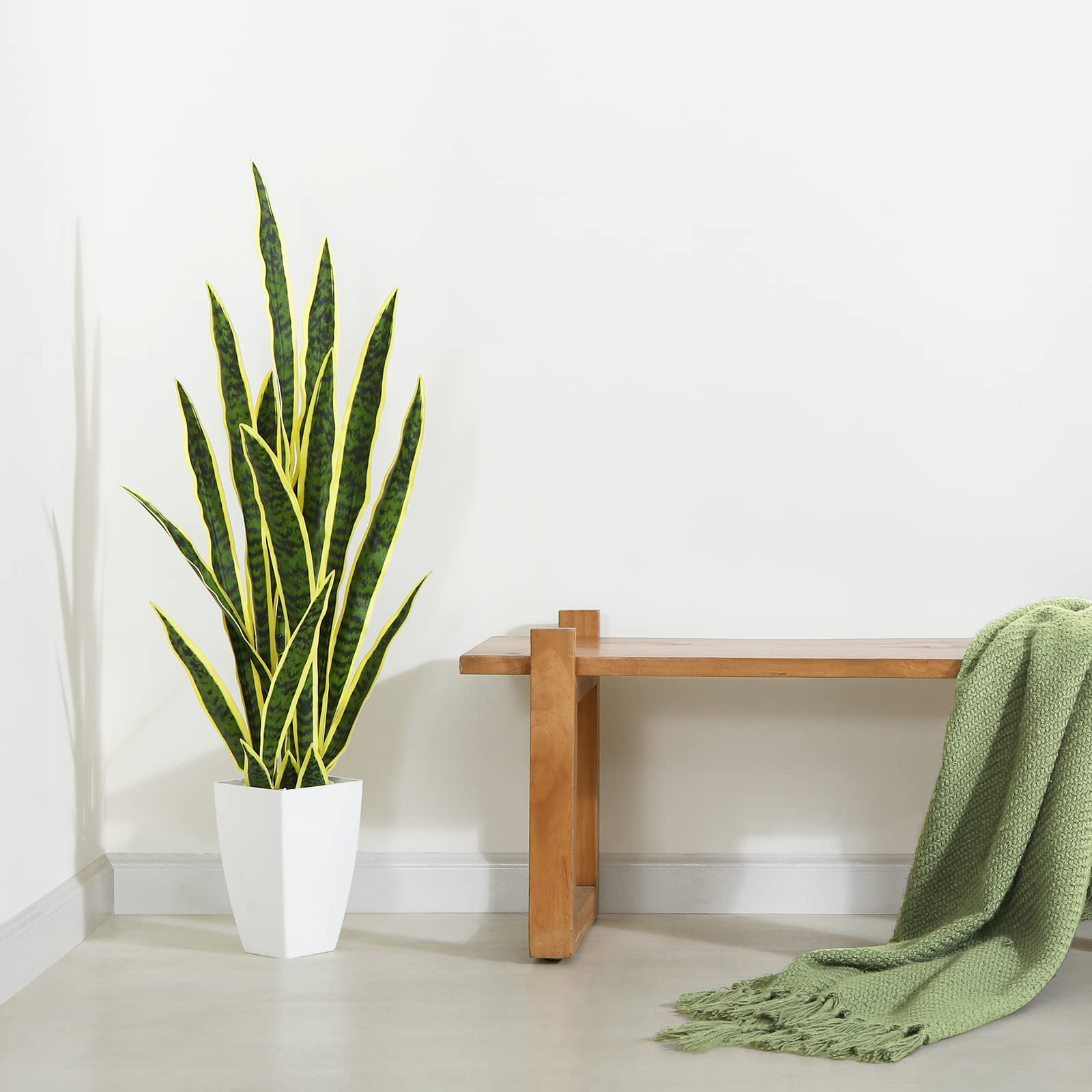 Amazon.de: CROSOFMI Kunstpflanze Bogenhanf 110 cm Knstliche Pflanzen Gro  Wie Echt Sansevieria Plastikpflanzen Zimmerpflanzen Balkon Badezimmer Deko  Modern  Gelb