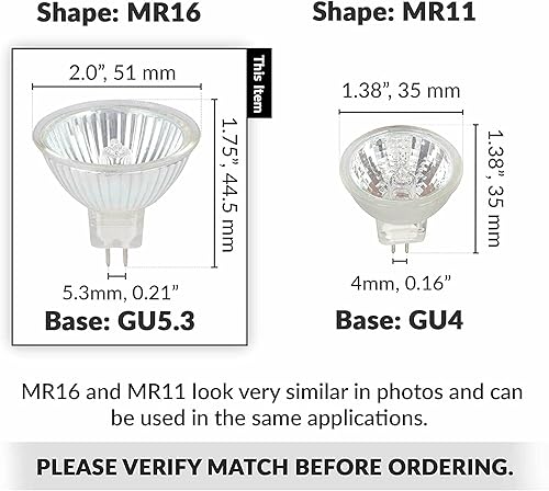 Miniatura 3 de Simba Lighting Bombillas halógenas MR16 de 20 W y 12 V (paquete de 6) para paisaje, luces de pista, fibra óptica, lámparas de escritorio, focos BAB