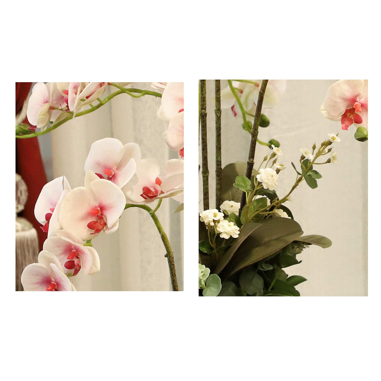 Sztuczne kwiaty, orchidee, kompozycje kwiatowe - Real Touch, jedwabne kwiaty, sztuczne storczyki motylkowe, wysokość, sztuczne kwiaty Phalaenopsis, Bonsai do domu/biura/salonu/imprezy, sztuczne
