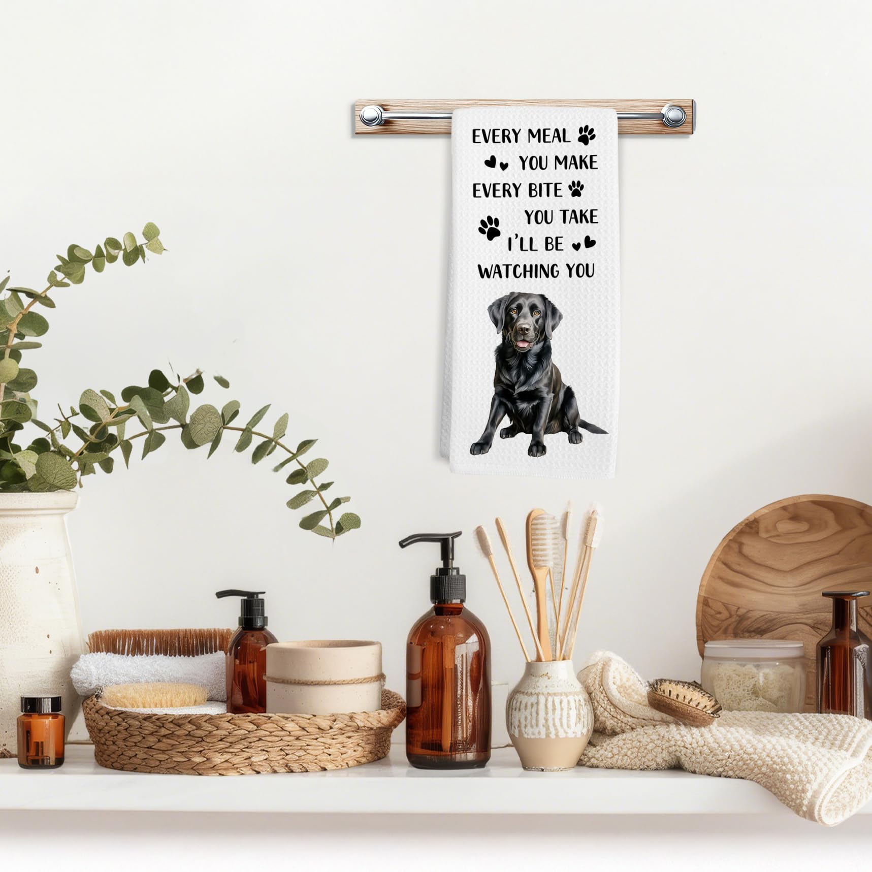 Black Lab Gifts Dog Kitchen Towels, Labrador Retriever Gifts Hand Towel, Funny Every Meal You Make Decorative Tea Dish Towels for Kitchens, Black Labrador Retriever Dog Kitchen Decor, 16x24in