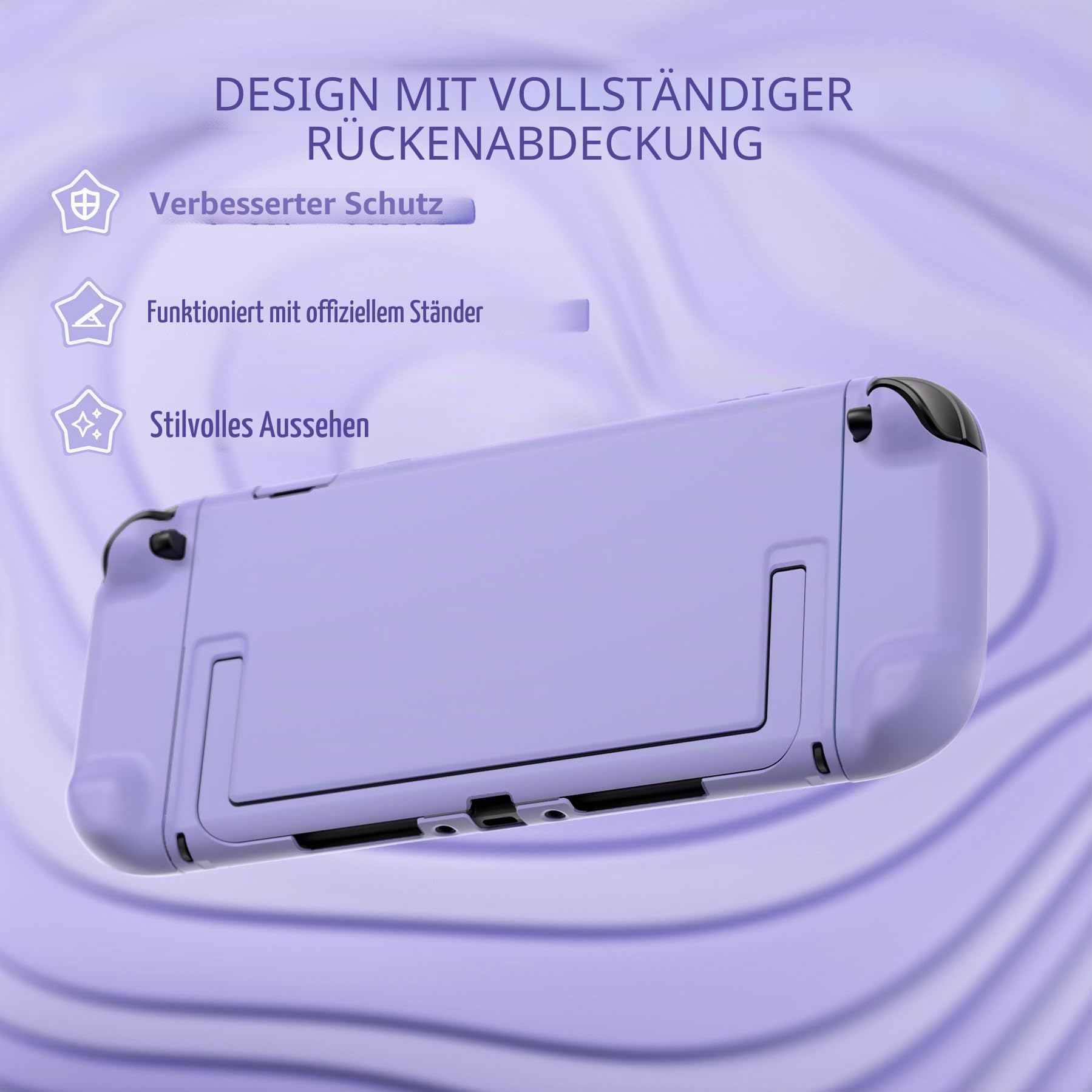 PlayVital Schutzhülle für Nintendo Switch 2, Dockbare Hülle Hardcase mit ergonomische Griffhülle, Silikon-Tastenpads, Thumbstick-Caps&Aufkleber für Switch 2, niedlich, kratzfest, stoßfest, Hellviolett