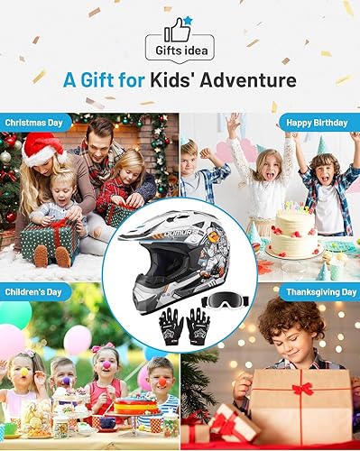 Miniatura 7 de Casco DOT para jóvenes, para bicicleta de tierra para niños y niñas de 5 a 14 años, de cuatro ruedas, motocross, BMX, MX, UTV, moto de nieve, kart,