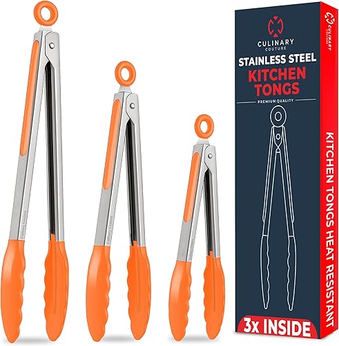 Miniatura 1 de Pinzas de silicona para barbacoa de cocina, Anaranjado