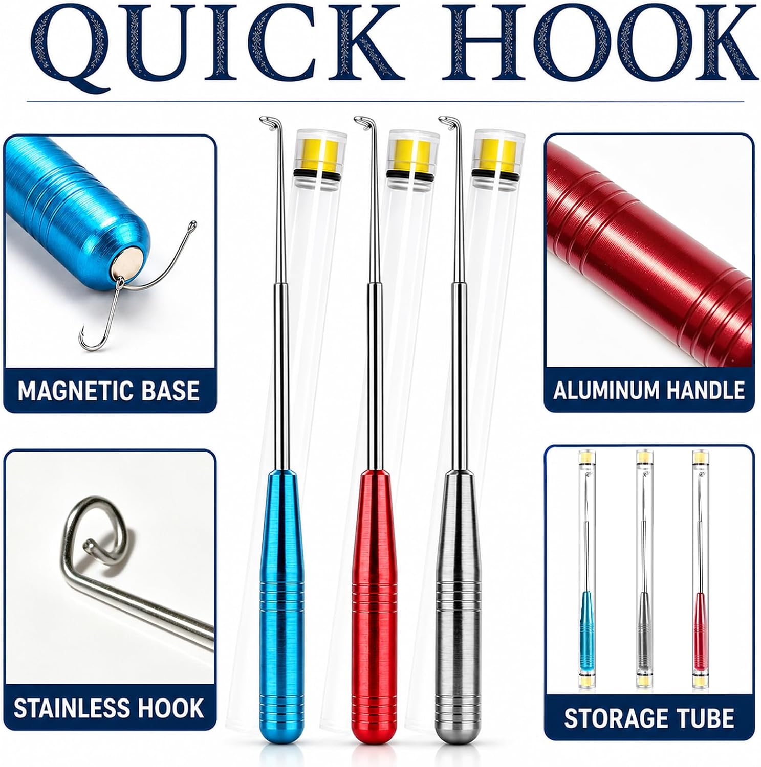 3 Stainless Steel Fish Hook Remover Tools with 1 Split Ring Plier