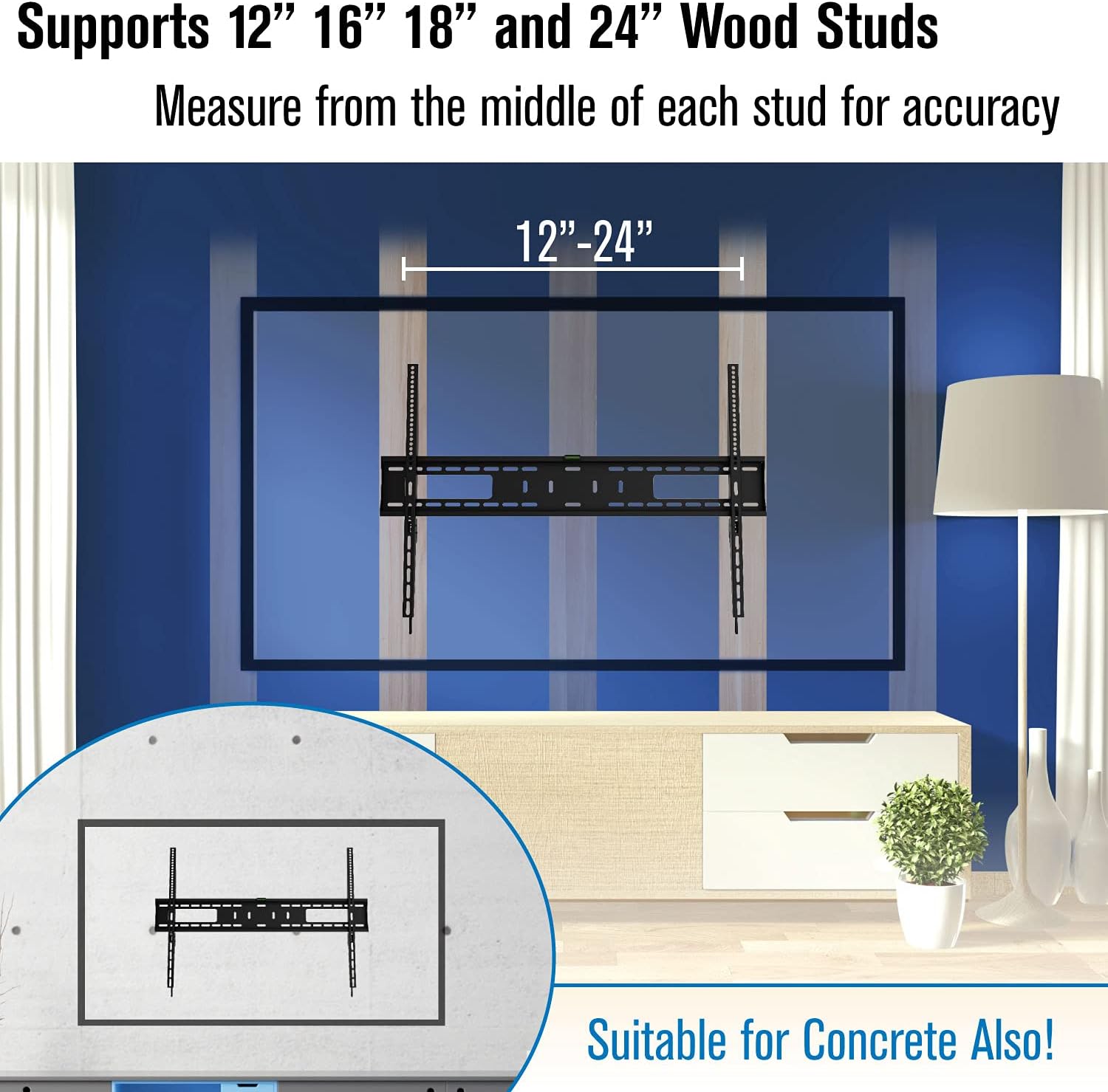 Uр Tо 40% оƒƒ Promounts Fixed TV Wall Mount, Heavy-Duty Universal Low Profile Bracket for 60-100 Inch Extra Large Flat / Curved TV Screens, Loads 300 lbs, Max VESA  900x600mm, Fits 12 16 18 24 Wood Stud (UF-PRO400)