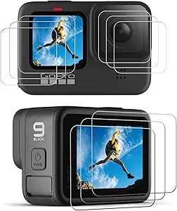 [9pcs] Hero 11 10 9 Screen Protector for GoPro Hero 11 10 9 Black, Ultra Clear Tempered Glass Screen Protector + Tempered Glass Lens Protector + Tempered Glass Front LCD Display Film for GoPro Hero 9 
