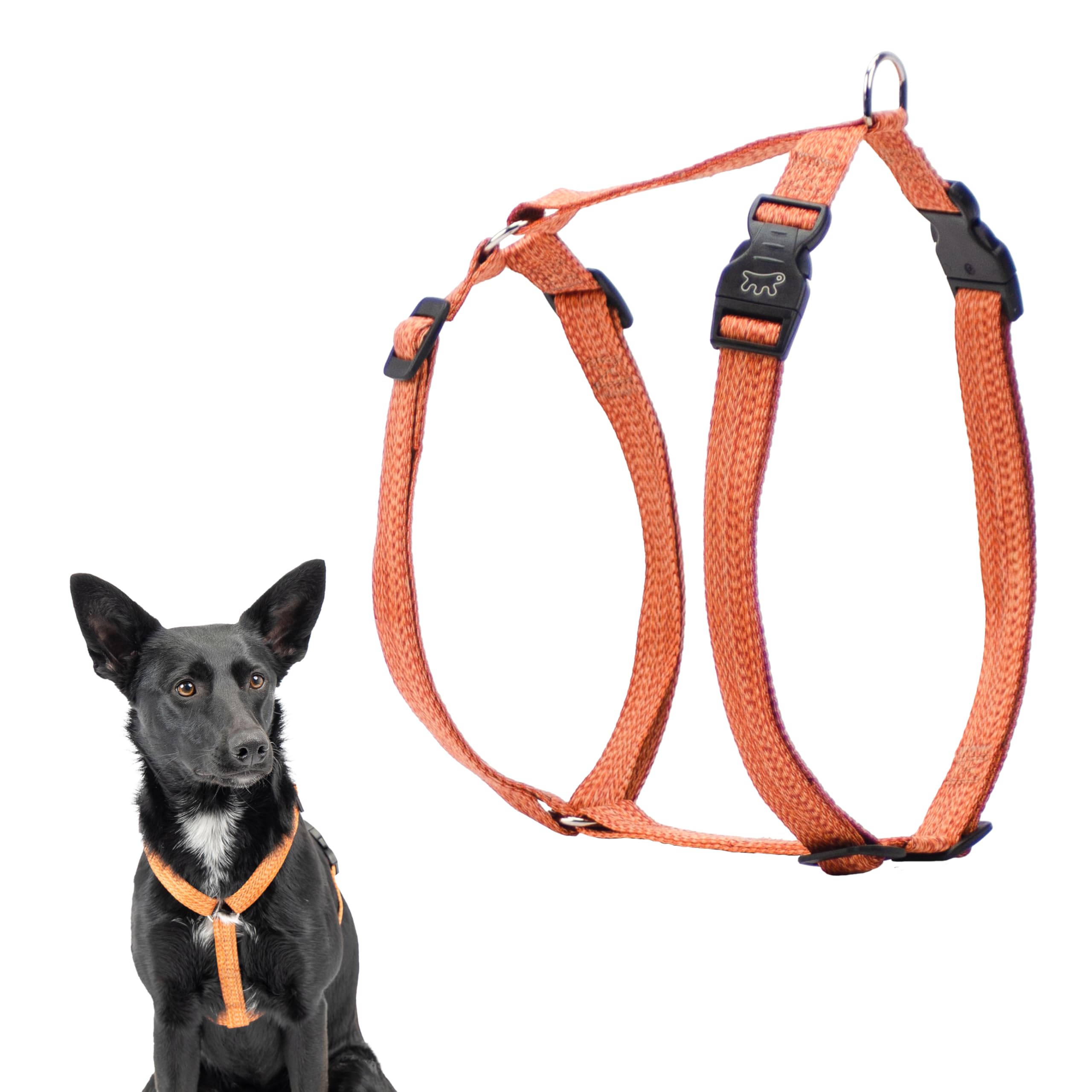 Ferplast Pettorina per Cani Taglia Media, Regolabile, Facile da Indossare, Realizzata al 100% in plastica Riciclata da Bottiglie in Pet, M, Arancio