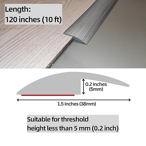 Miniatura 3 de Tira de transición de suelo autoadhesiva para suelos de madera, baldosas de vinilo, cubierta de transición laminada, borde recortado, umbral de