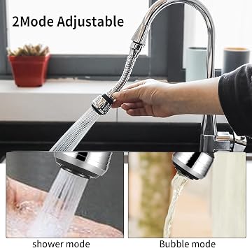 4 Pcs Kitchen Tap Spray Head Adapter, Universal Kitchen Tap Extension | Bathroom Kitchen Sink Faucet Extender Tap Aerator, Flexible 360° Swivel for Kitchen Tap, 2 Modes/2 Long+2 Short