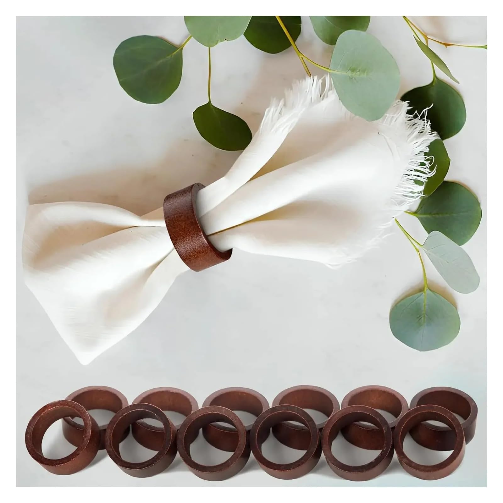 Anelli in Legno per Tovaglioli Set di 12 portatovaglioli in legno | Portatovaglioli da tavolo da pranzo Portatovaglioli festivi for feste di matrimonio