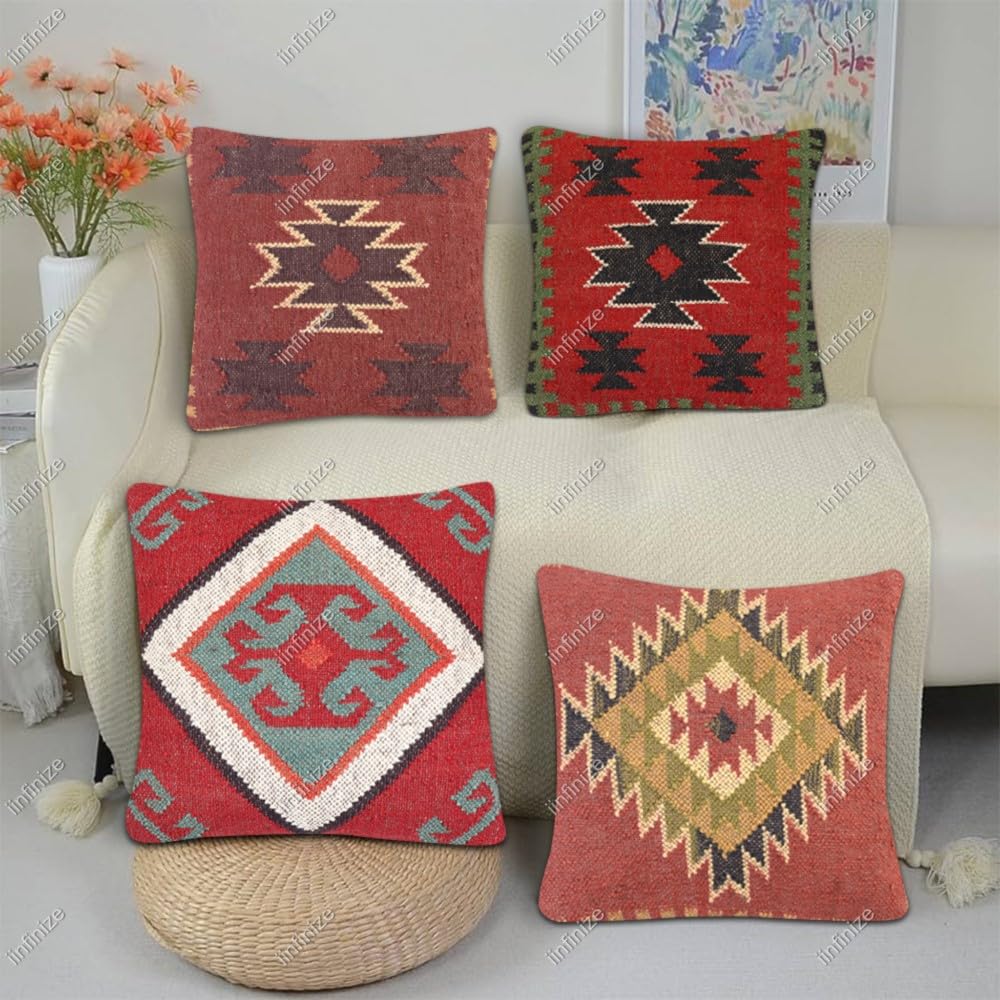 Housses de coussin artistiques lot de 4 décoration mariage bohème